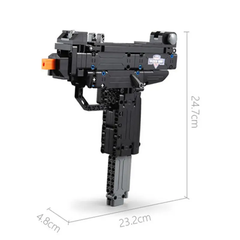 Конструктор сделай сам из 359 блоков Военная серия мини пулемет UZI техническая