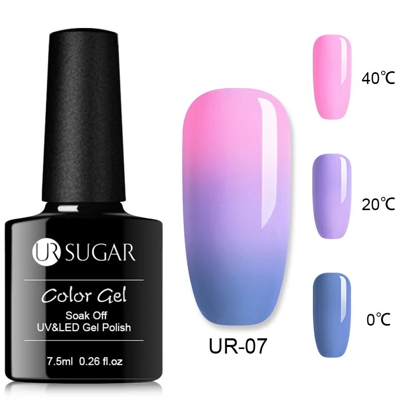 UR-07 Ur Sugar, 7,5 мл, термальный Гель-лак для ногтей, 3 цвета, меняющий температуру, замочить, УФ-Гель-лак для нейл-арта, лак для маникюра, светодиодный - Цвет: UR-07