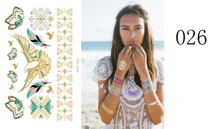 1 шт. золотистая и синяя временная татуировка металлический водонепроницаемый