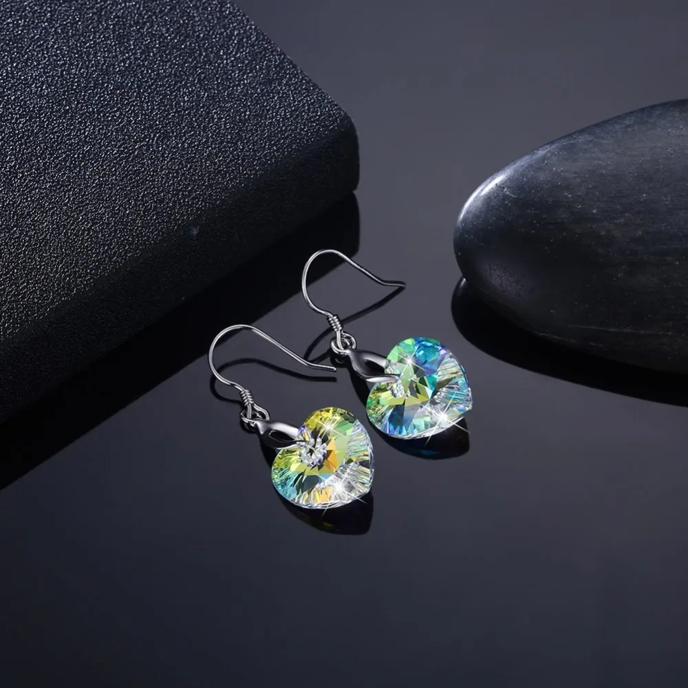 LEKANI, кристаллы Swarovski, кошачий жемчуг, серьги-капли, 925, женские серьги, модные ювелирные изделия, SSilver, стразы в форме сердца, сексуальные