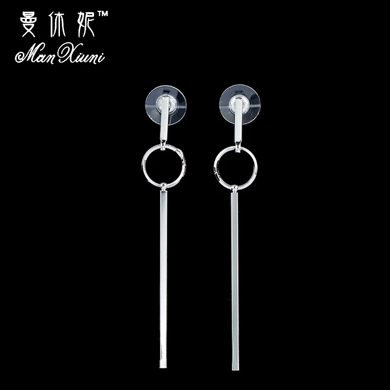 Korean Minimalist Metal Silver Plated Stud Earrings for Women Pendientes Largos Brincos Grandes Fashion Para Mulheres HB1024