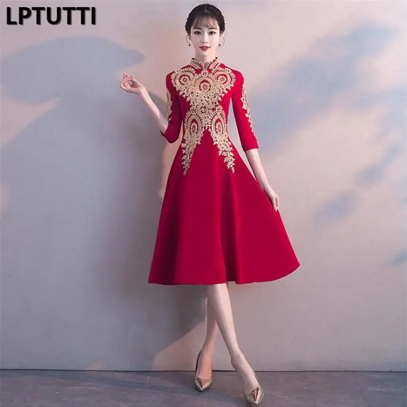 4 LPTUTTI Кружева Cheongsam Новые Сексуальные женские размера плюс, праздничные элегантные вечерние платья, Необычные Короткие Роскошные коктейльные платья - Цвет: 4