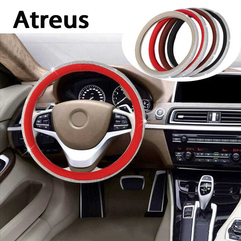 

Atreus Diamond Чехлы рулевого колеса автомобиля диски из натуральной Стайлинг для VW polo passat b5 b6 Mazda 3 6 cx-5 Защитные чехлы для сидений, сшитые специаль...