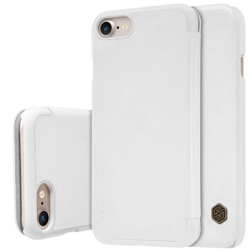 White Для iPhone 7 8 чехол с откидной крышкой 4," Nillkin QIN Серия pu кожаный чехол с отделением для кредитных карт - Цвет: White