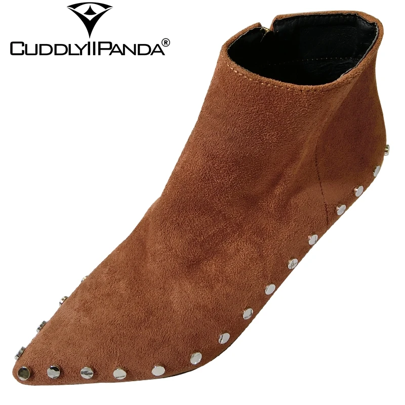 CuddlyIIPanda/2019 г. осенние женские ботильоны с заклепками и локомотивные ботинки