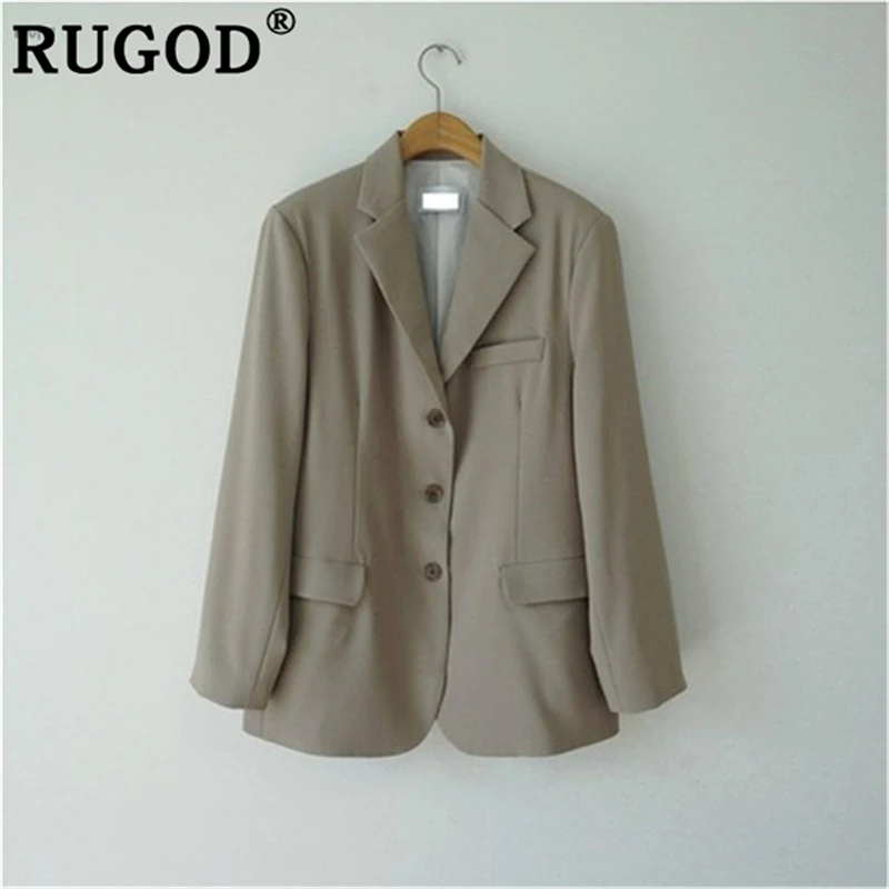 RUGOD корейский хаки Женский блейзер пиджак для женщин элегантный однобортный