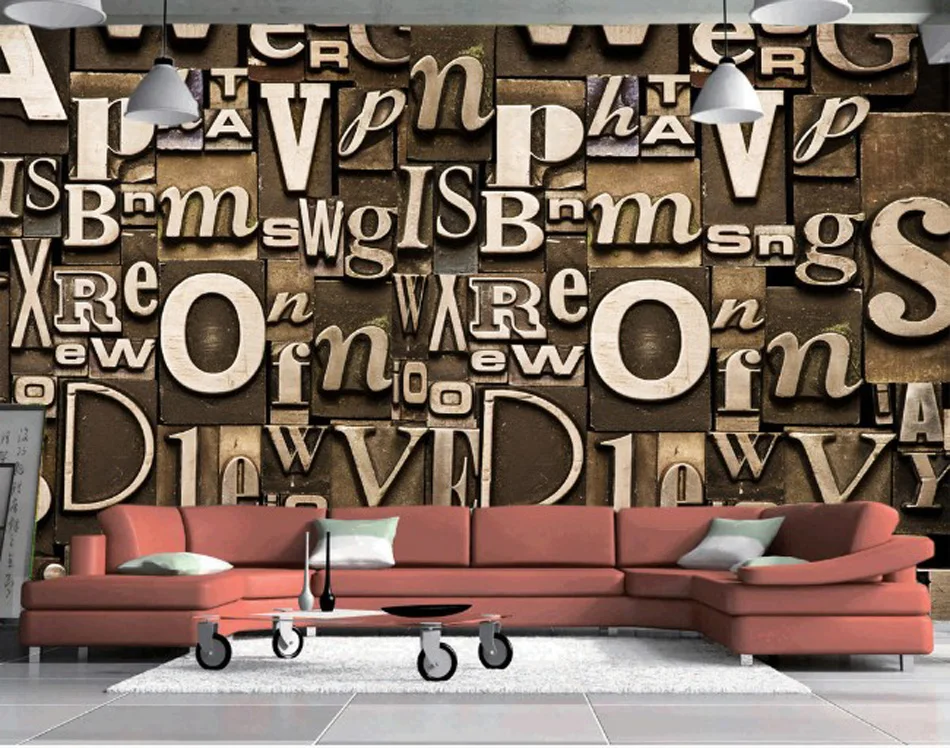 

ShineHome-Large Mural Letter European Photo Wallpaper For Walls In Rolls 3D Modern Decorative Coffee Cafe Wall Paper For Room