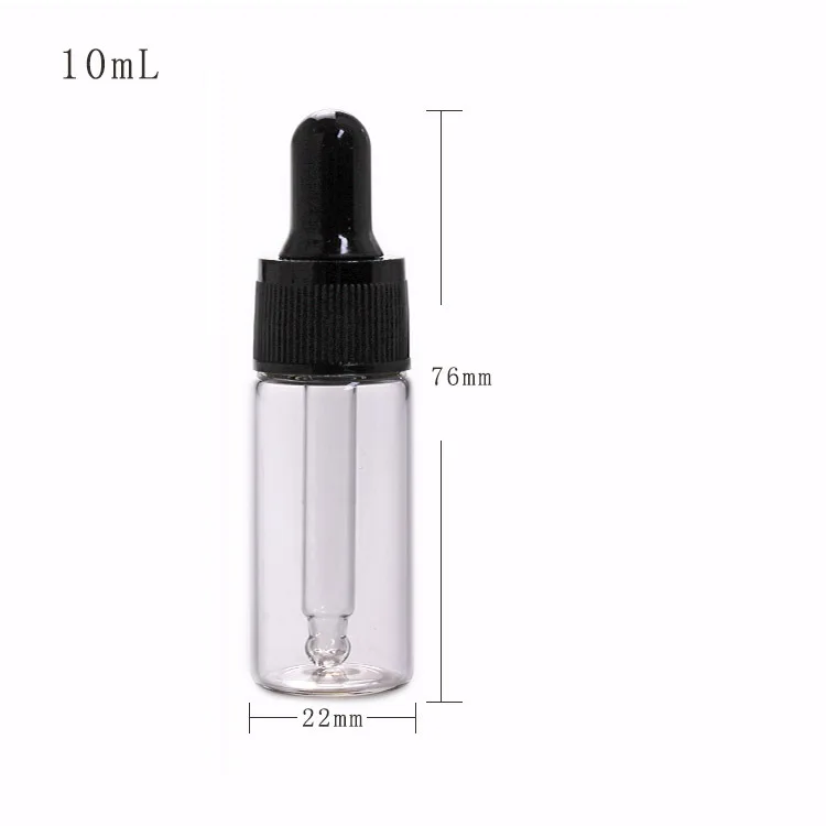 30pcs/lot 5ml/10ml Empty Dropper Glass Bottle With Black Lid Portable Eye Aromatherapy Esstenial Oil | Красота и здоровье
