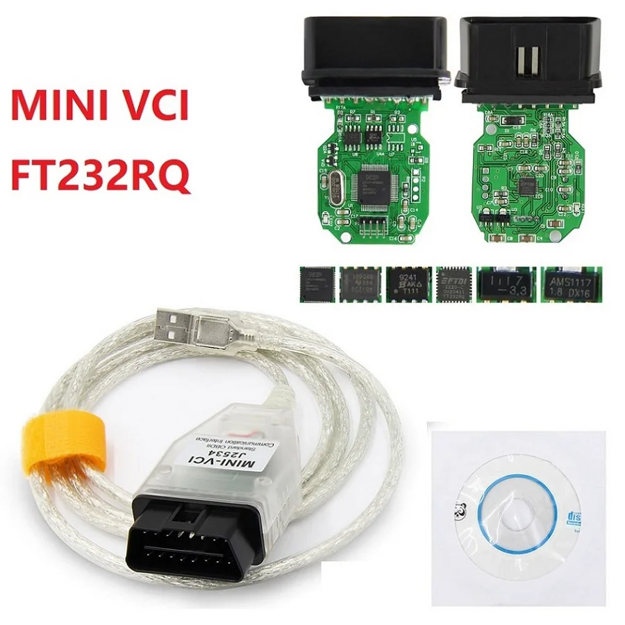 FT232RQ V14.10.028 мини VCI J2534 OBD2 ТИС Techstream Диагностический кабель для Toyota MINI VCI FT232RL OBD2 сканер MINI VCI Lexus интерфейс - Цвет: FT232RQ
