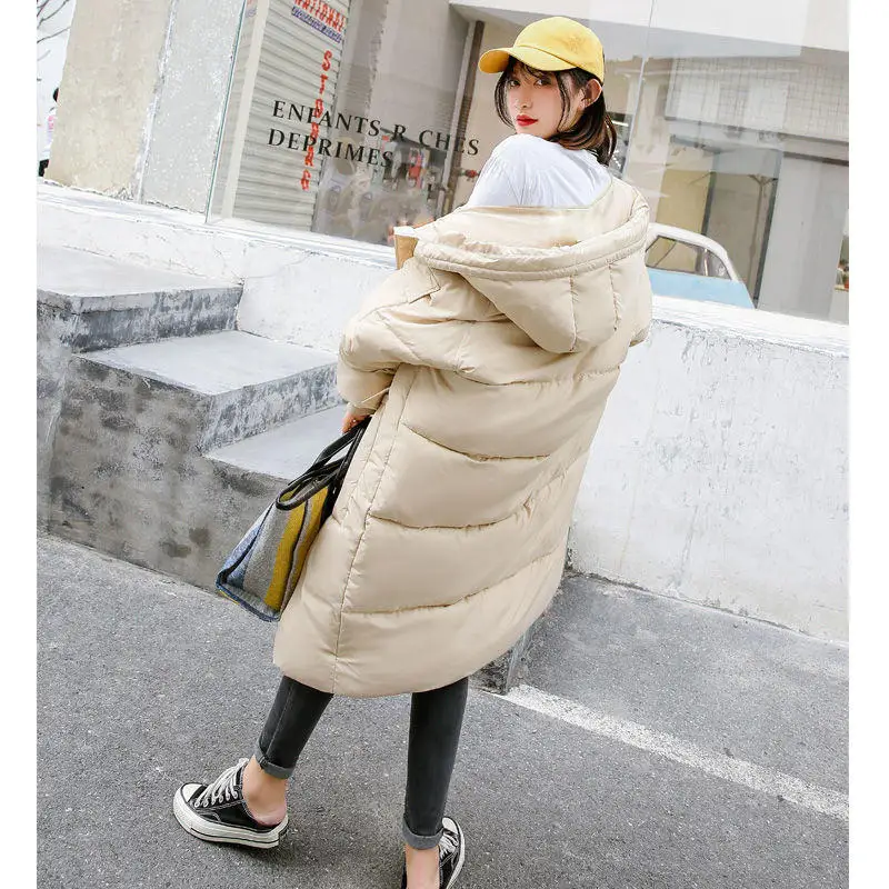 Yellow Long Parka Loose Winter Jacket Women Hoodies Thicken Parkas Down Cotton Winter Coat Abrigo Mujer Warm Jacket Female C5644