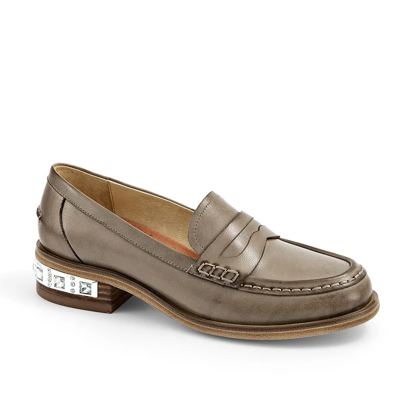 BeauToday Loafers Crystal Genuine Leather Women Shoes Round Toe Slip-On Casual Sheepskin Flats Handmade 27038 | Обувь