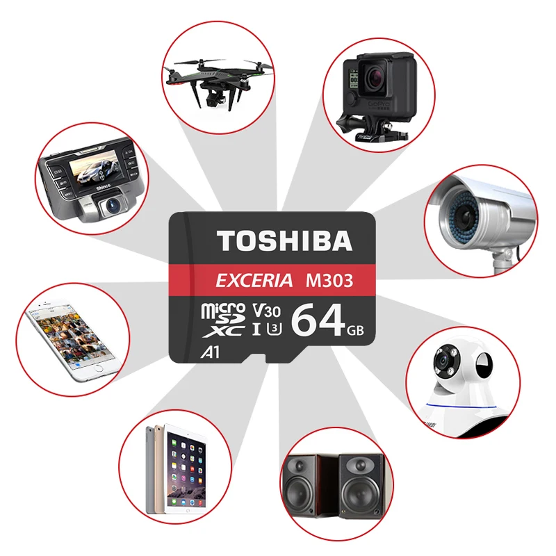 Оригинальный Toshiba EXCERIA M303 слот для карт памяти 256 ГБ 128 Гб 64 U3 Class10 4K UltraHD V30 TF флеш