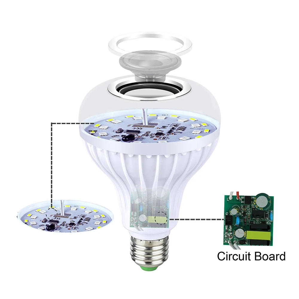 E27 RGB Bluetooth Динамик Светодиодный лампочки Беспроводной стерео музыка играет