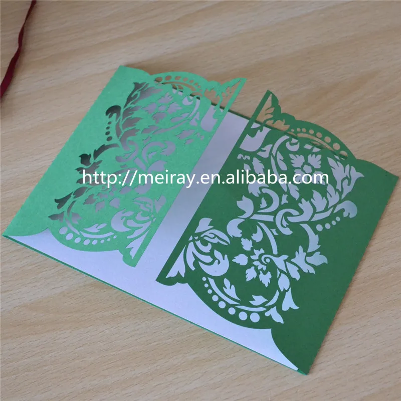 100 шт./лот Новогодние украшения! Пригласительные ворота с лазерной резкой зеленые