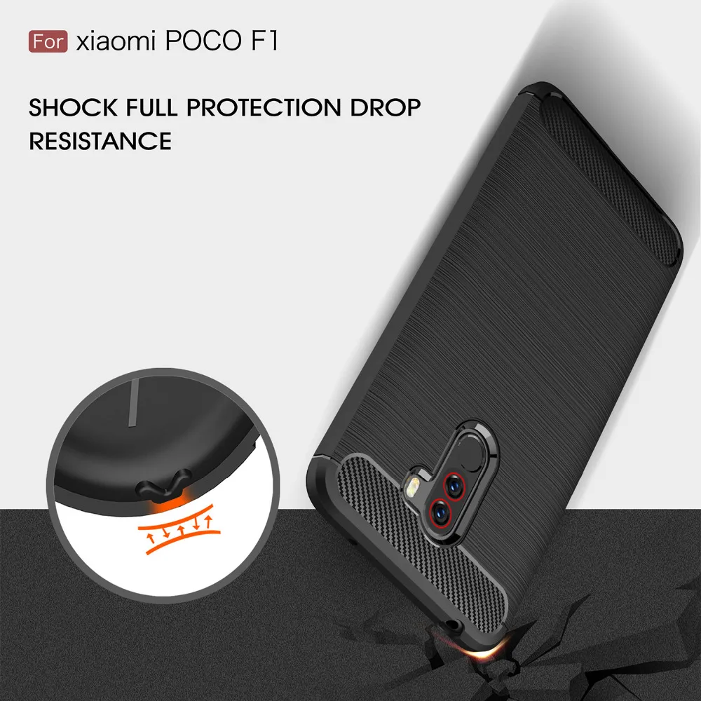 For Pocophone F1 Case Carbon Fiber Luxury TPU Silicone Cover Xiaomi Mi Max 2 3 Mix 2S Capa Xaomi Redmi 6 Pro 6A |
