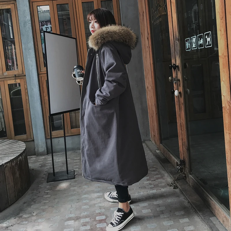 Куртка женская длинная с меховым воротником и капюшоном 2019|fashion parka|parka fashionthicken parka