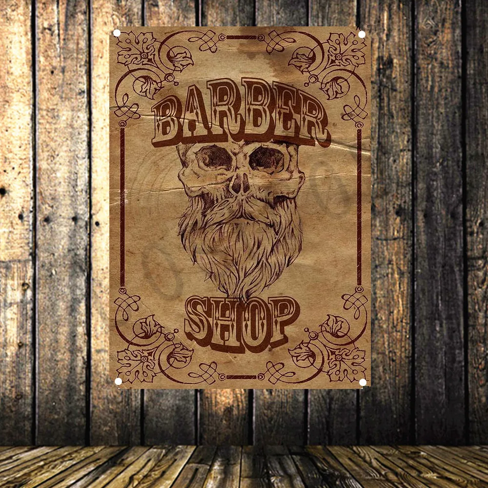 Винтажный парикмахерский постер художественный водонепроницаемый тканевый