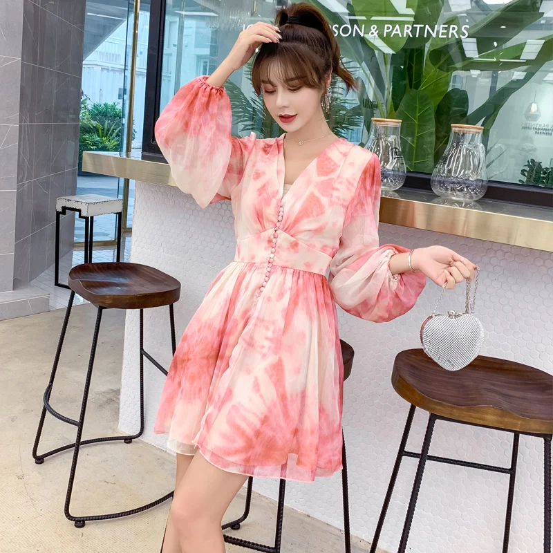 HAMALIEL Лето однобортный праздничное платье для женщин шифон розовый цветочный