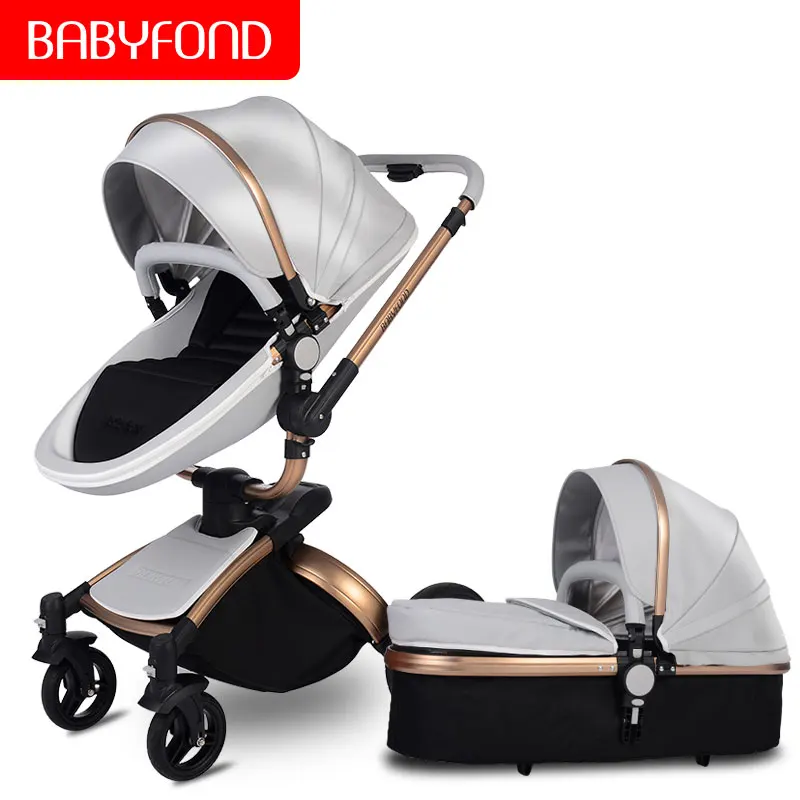 

high quality Multifunctio baby strollers 2 in 1 baby car CE safety baby carriage 0-36 months use high quality leather babyfond
