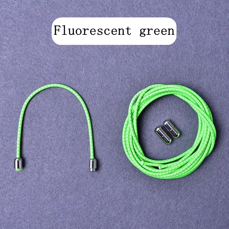 Fluorescent green 1 пара шнурков для обуви без завязок, светоотражающие шнурки, эластичные шнурки с фиксацией, для детей и взрослых, быстро тянущиеся кроссовки, шнурки для обуви, шнурки - Цвет: Fluorescent green