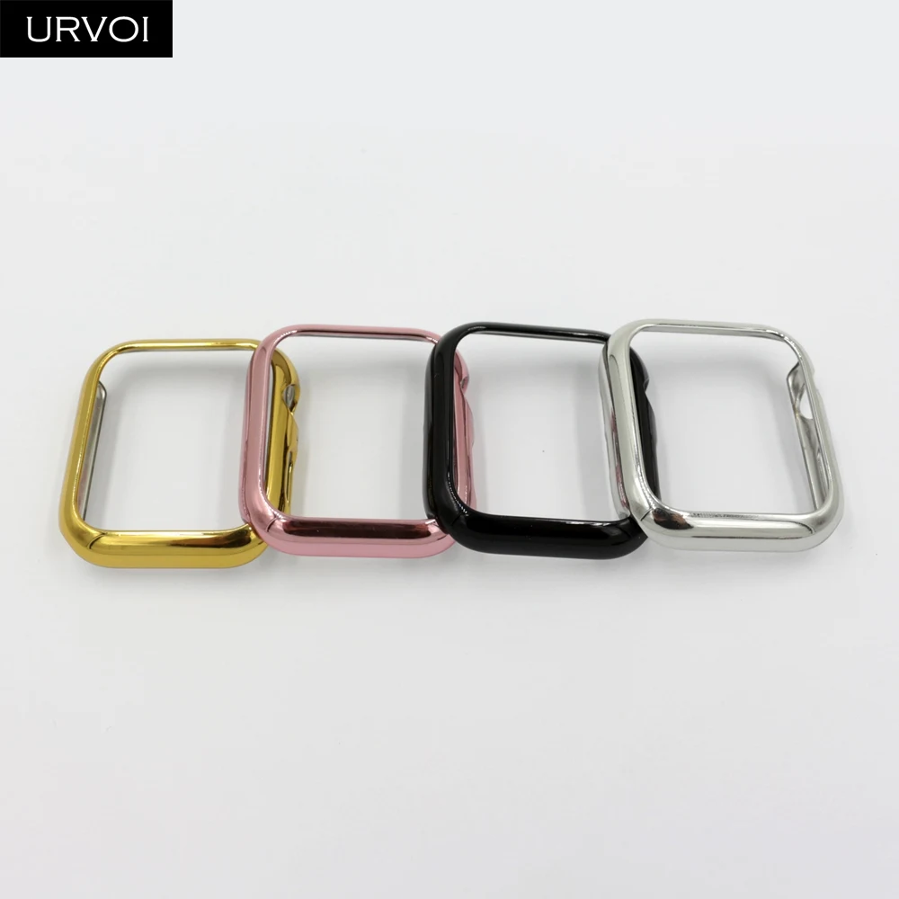 URVOI Бампер для Apple Watch серии 8 7 6 SE 54, чехол-накладка iwatch с покрытием электропластика, жесткая рамка, узкий профиль, ультратонкий.