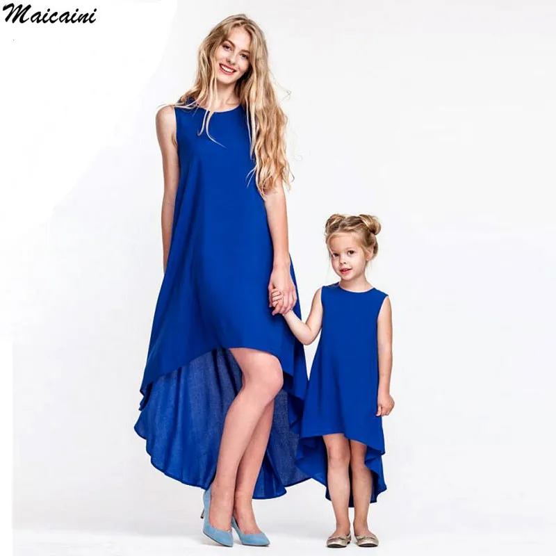 Новинка одежда для семьи Мама и я Одинаковая мамы дочки Летние однотонные