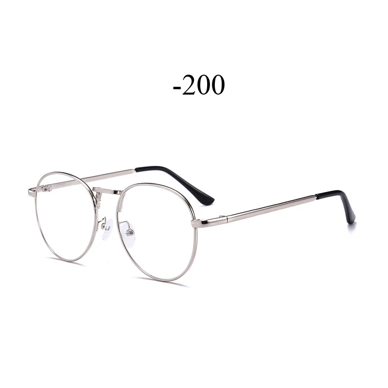 silver -200 Iboode, винтажные модные очки для близорукости, унисекс, очки для близорукости, для мужчин и женщин, очки с прочными линзами, Короткие очки для зрения - Цвет оправы: silver -200