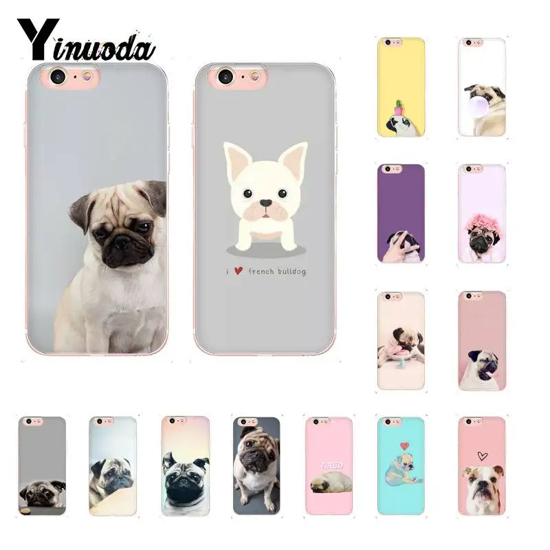 Yinuoda милый щенок бульдог Мопс милая фотография для iPhone6S 6plus 7 7plus 8 8plus X Xs MAX 5 чехол