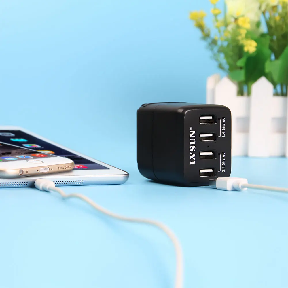 UDOLI 24 Вт 5 в 2 4 А 4-портовый USB адаптер питания мобильный телефон дорожное настенное