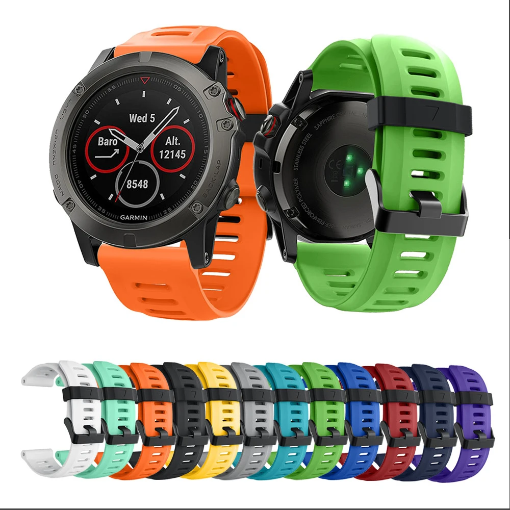 

Colorful 26mm Width Outdoor Sport Silicone wrist Strap Watchband Replacement bracelte for Garmin Fenix 3/3 HR/5x watch Band