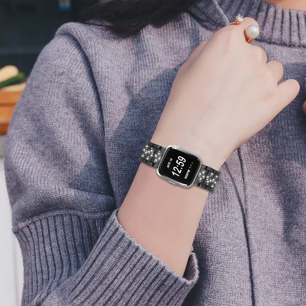 Металлические браслеты Joyozy со стразами для Fitbit Versa versa2 аксессуары с Стразы fit bit |