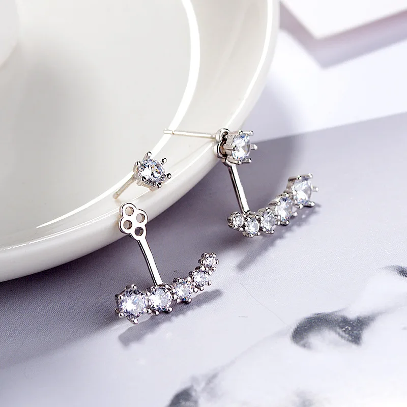 

FENGLI Silver Color Geometric Stud Earrings Crystal Metal Charm Rhinestone Piercing Earrings Elegant Women Party Jewelry