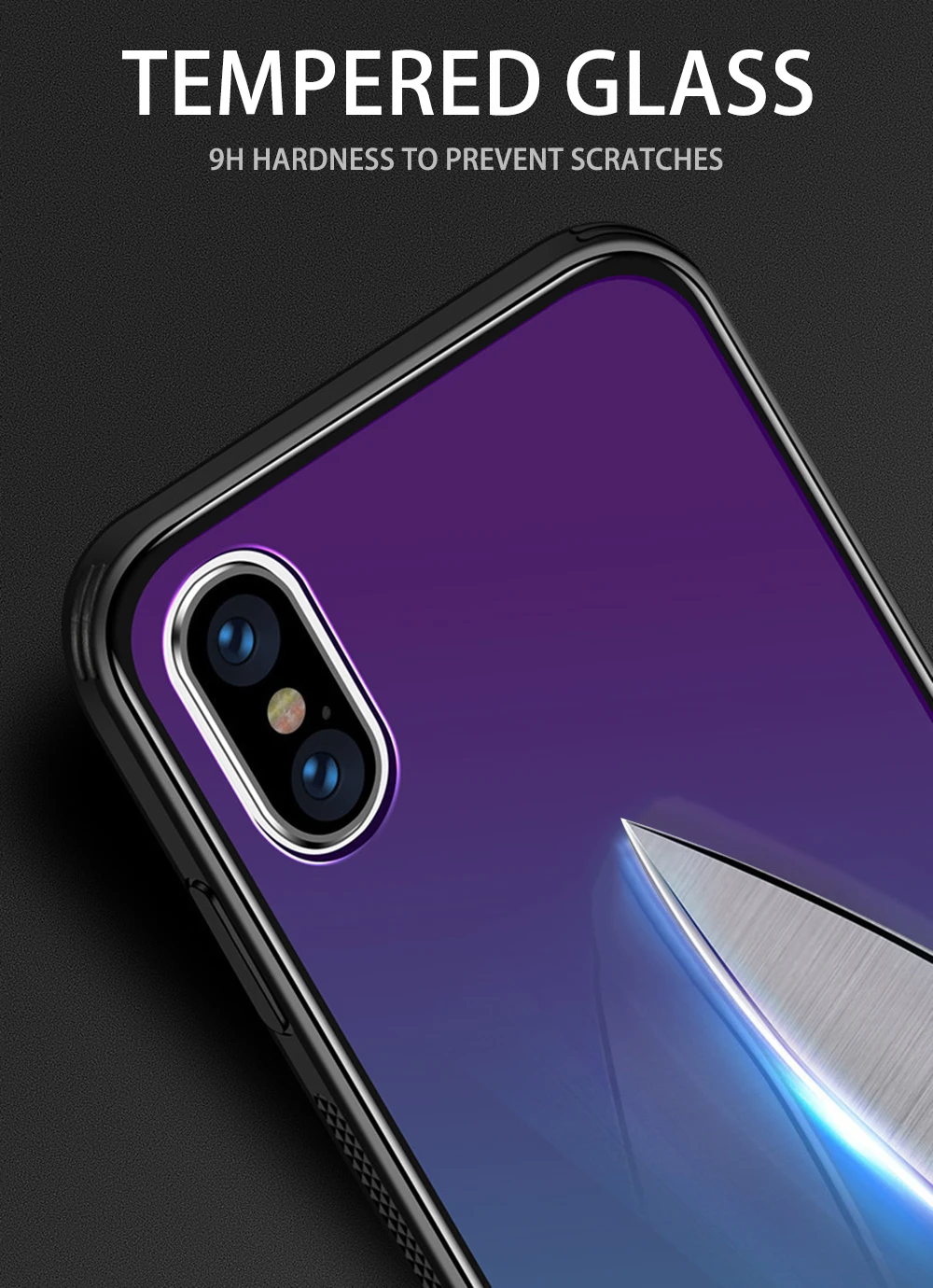 Закаленное стекло чехол для iPhone 7 8 X XS XR 6 6 S плюс градиент Цвет Blue Ray Аврора кожи задняя крышка для iPhone XS Max XR чехол