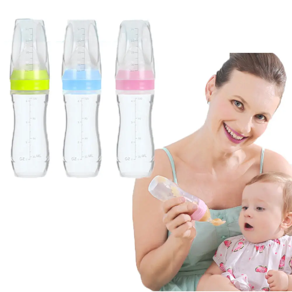 

Baby Feeding Feeder Food Spoon Safe Silicone Squeeze Squirt Bottle With Cover Toddler Girls Boys Cups Solid Feeding