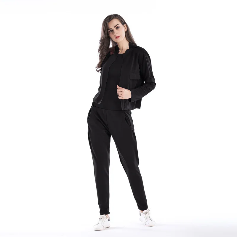 Promotion Flare Sleeve Floor-length Full Drawstring And Winter 2019 New Fashion Suit Woman Long Loose Coat Trousers |