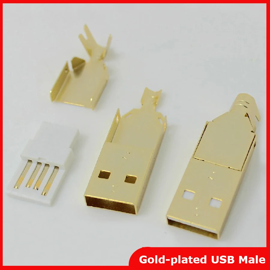 Бесплатная доставка 5 шт./лот usb разъем с золотым покрытием DIY USB 2 0 тип A штекер