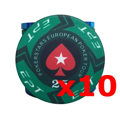 Round 25 Игровые фишки для покера EPT керамические Профессиональные фишки для покера набор настольных игр европейские фишки для покера 10 шт./лот - Цвет: Round 25