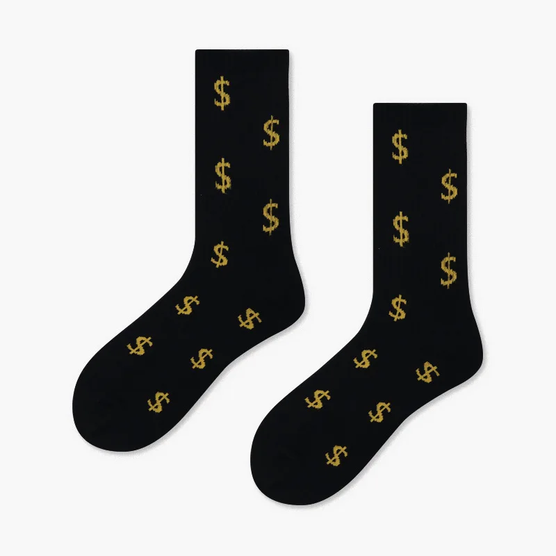 dollar PEONFLY Harajuku, мужские носки, забавные, цветные, с рисунком, в горошек, в полоску, Sokken, повседневные, японский стиль, Уличный Скейтборд, Calcetines Hombre - Цвет: dollar