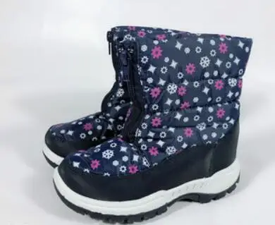 Navy blue wallvell Export to Russian boys and girls winter warm snow boots non-slip cold resistant comfortable children snow boots - Цвет: Navy blue
