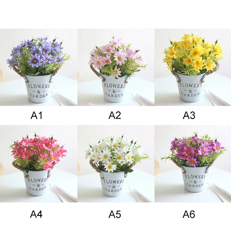 Искусственная ромашка цветочный горшок пластиковый поддельный цветок мини