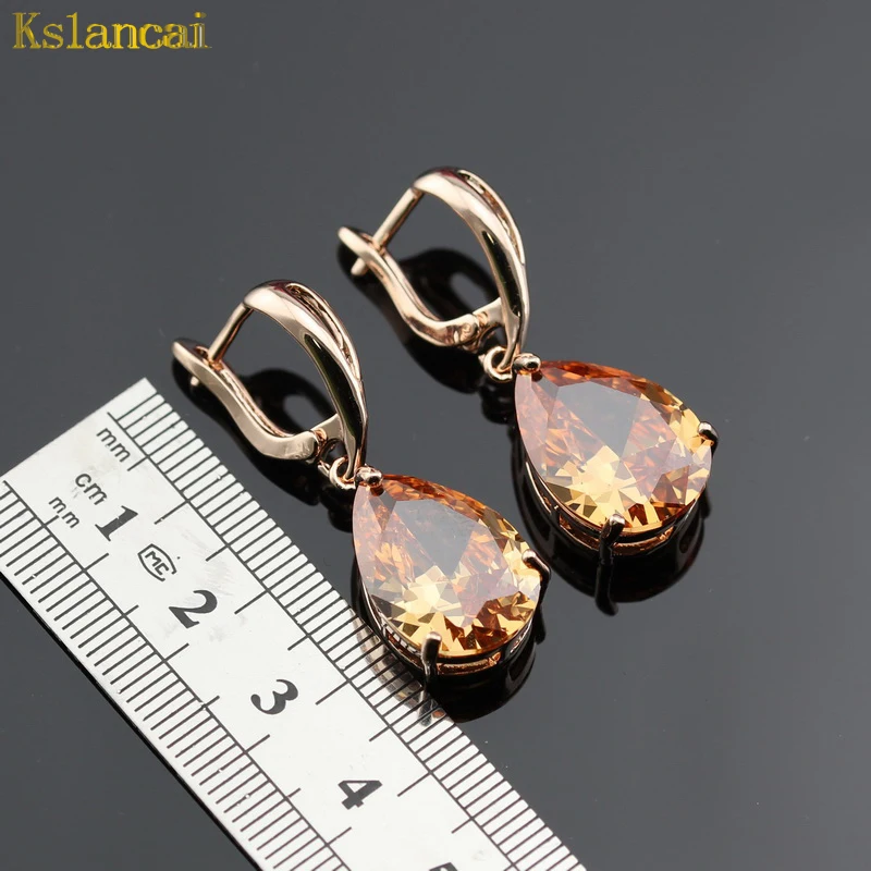 Lan Мода Высокое качество золото Jewelrys Бесплатная доставка зеленый Капля воды розы