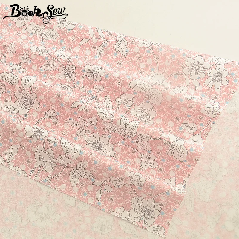 Booksew 100% хлопок печатная розовая цветочная ткань для кукол Тип саржа DIY Tecido Telas