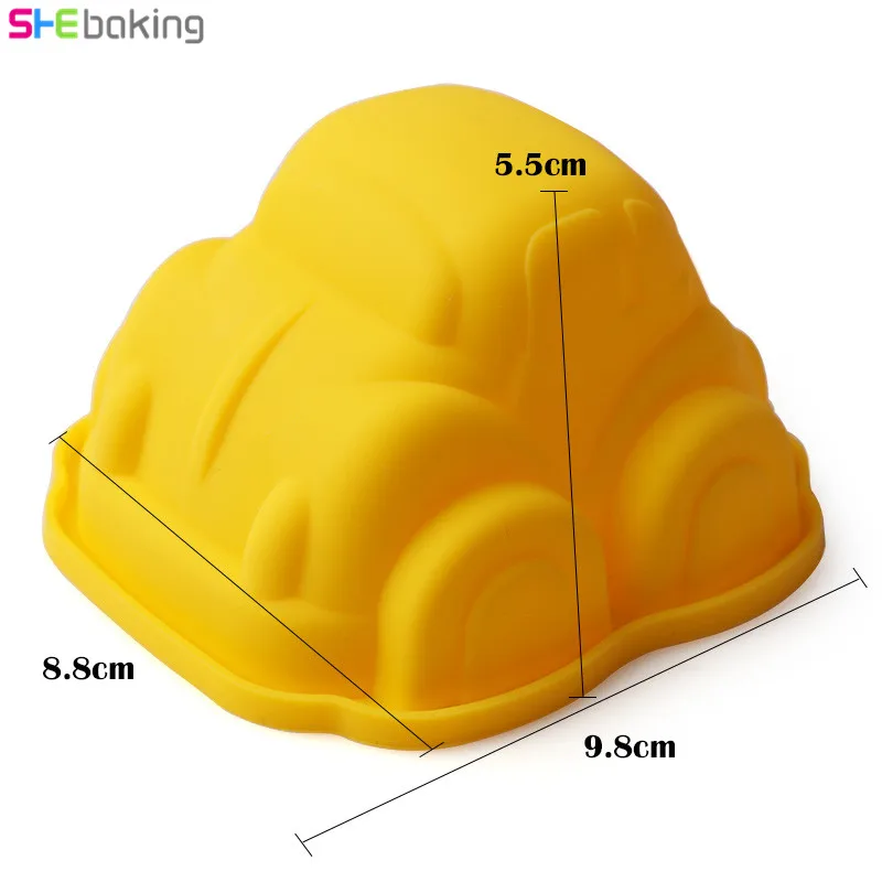Shebaking 1pc Car Shape Silicone Mold 3D Bread Cake Mold Fondant Soap Mould Kids Birthday Cake Decoration Molds Baking Tools