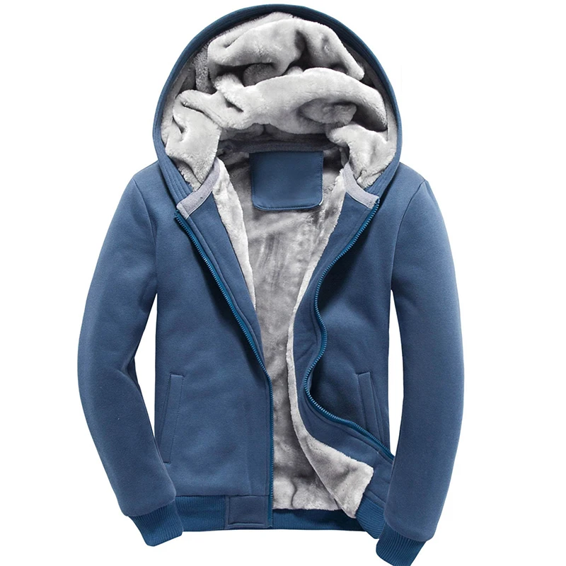 Мужская модная толстовка с капюшоном плотная Теплая Бархатная меховая