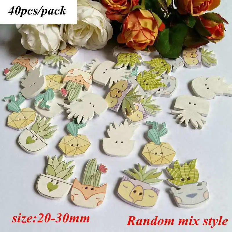 Style 22 40pcs Большие размеры 30-50 шт./упак. мультфильм деревянные пуговицы с рисунком с принтом в виде рисунка от руки, сделай сам, ювелирное изделие, красочные разные деревянные пуговицы для Шляпа и туфли одежда L-4 - Цвет: Style 22 40pcs