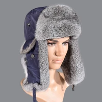 russian hat for menwomenunisex winter real rabbit fur trapper hat real leather top cotton lining warm new bomber hats