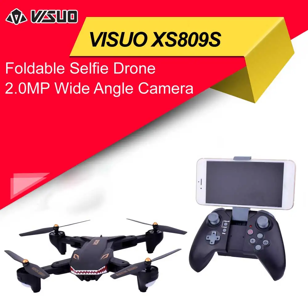 VISUO XS809S складной селфи Дрон с 2.0MP широкоугольным Wi Fi FPV HD камерой удержание высоты