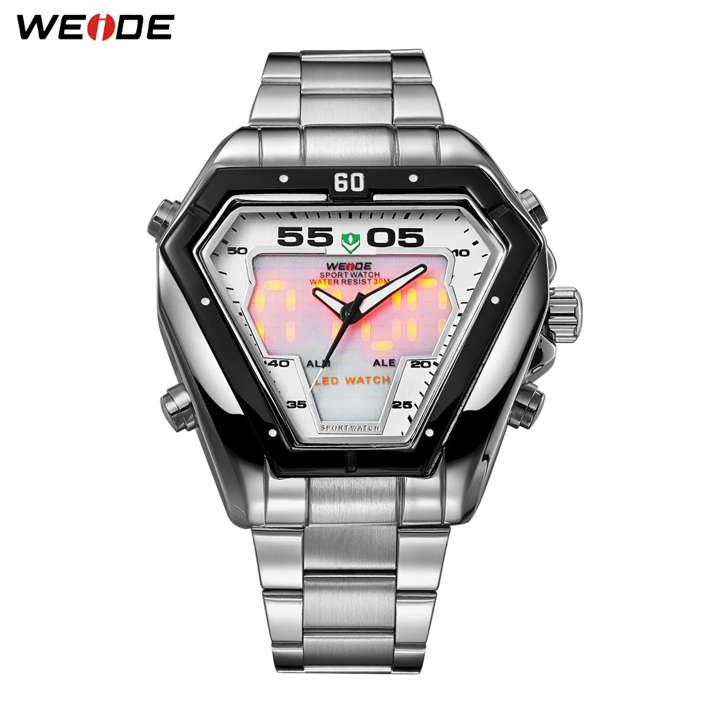 WEIDE мужские модные роскошные кварцевые часы с ремешком из нержавеющей стали аналоговые цифровые часы с календарем водонепроницаемые военные часы Relogios Masculino