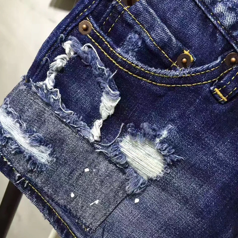 Шорты женские джинсовые с дырками Модные Винтажные Короткие штаны из денима