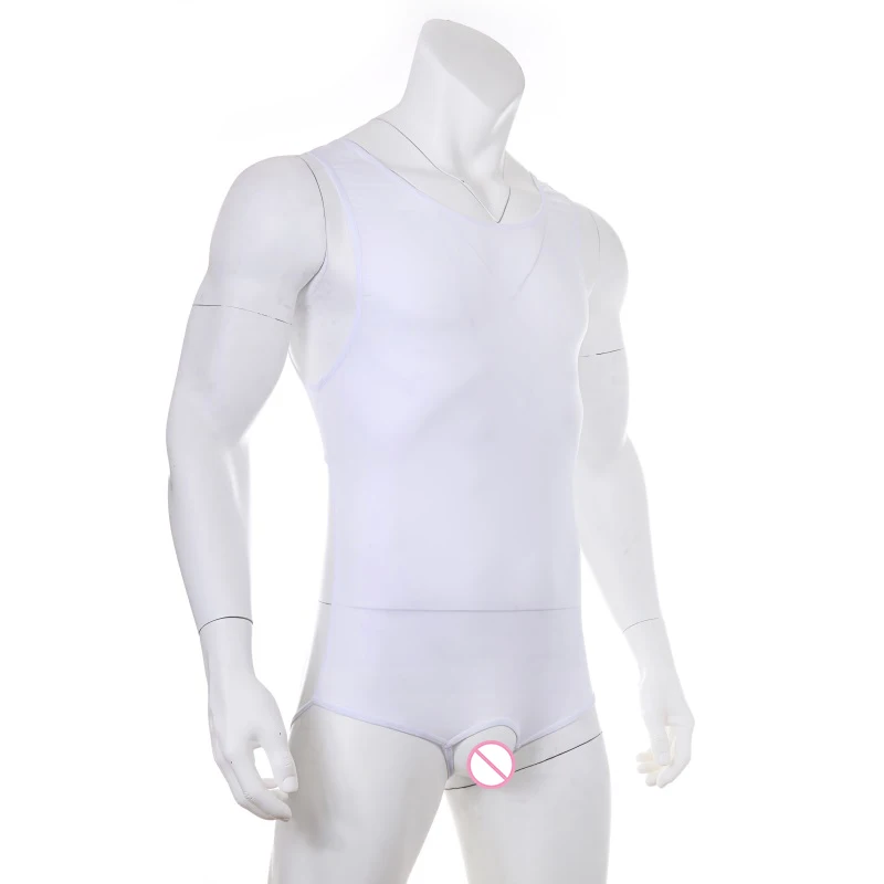Sexy Men Undershirt Backless Bodysuit Open Crotch Gay Underwear Erotic Lingerie One Piece Singlet Wrestling Leotard